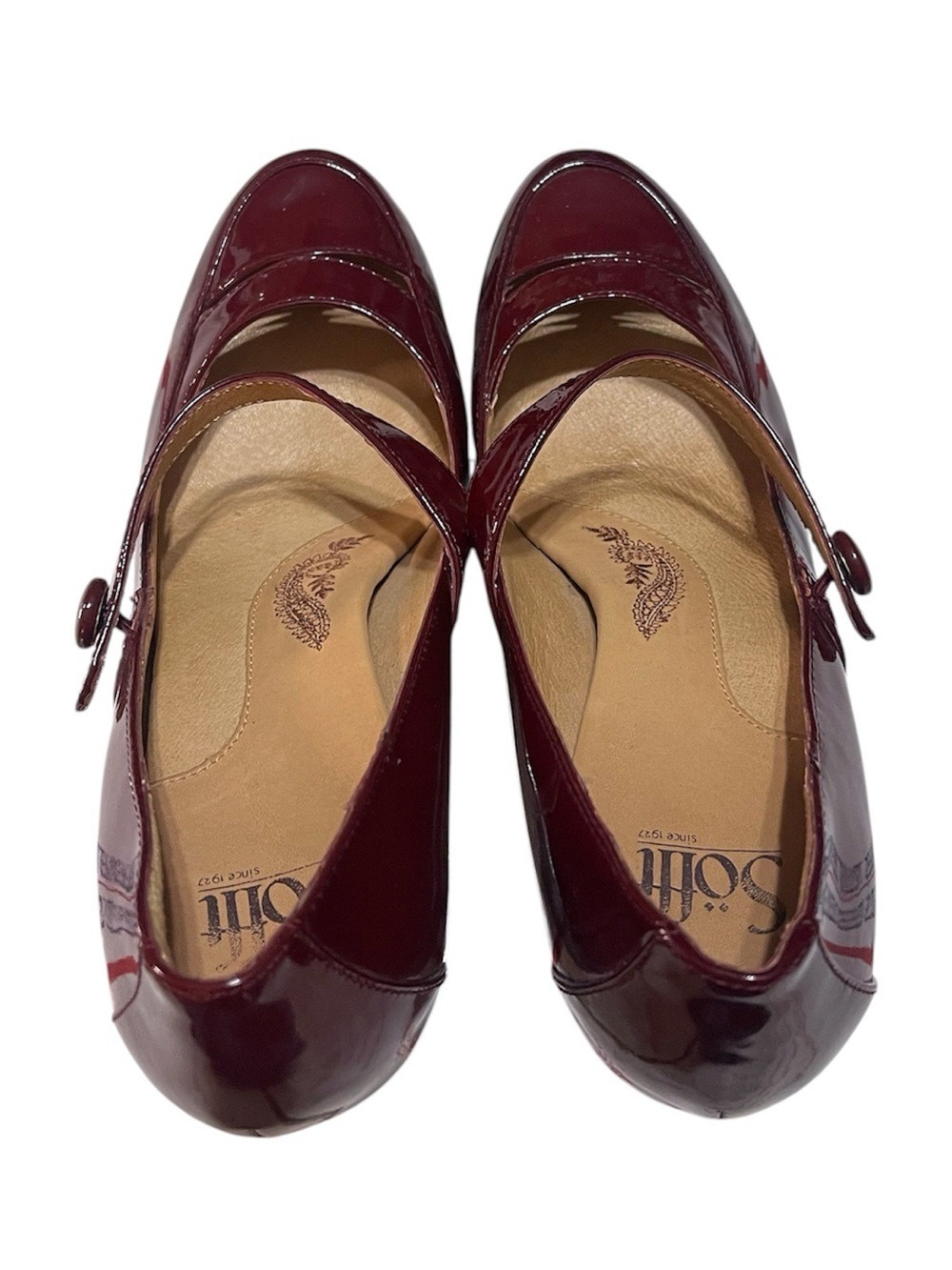 Sofft Fiorenza Mary Jane Size 9.5 M Chianti Patent Leather Pump Heels Burgundy - Picture 5 of 7